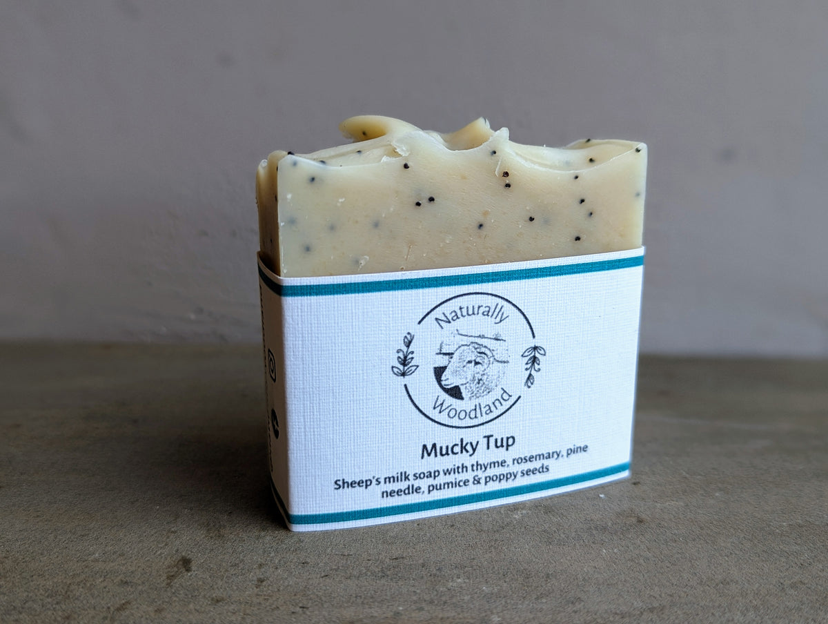 Naturally Woodland Natural gentle sheep's milk soap with Whitefaced Woodland sheep milk, thyme, rosemary and pine needle . Handmade in Yorkshire. Soap for sensitive skin.