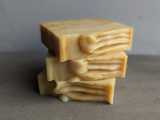 Naturally Woodland Natural sheep's milk soap with Whitefaced Woodland sheep milk, Ginger, Lime, Lemongrass and Patchouli. Handmade in Yorkshire