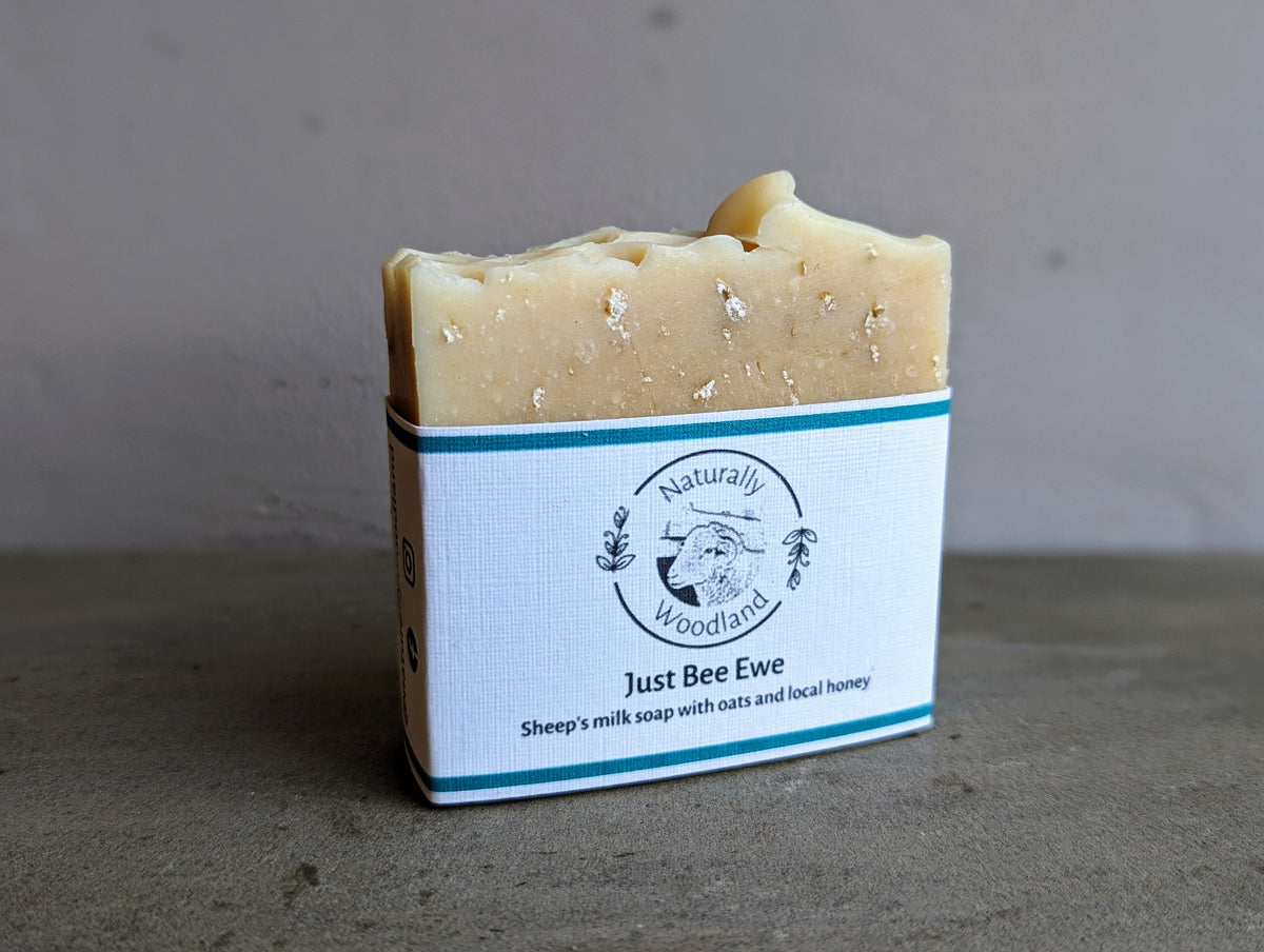 Naturally Woodland Natural gentle sheep's milk soap with Whitefaced Woodland sheep milk, oats and honey. Handmade in Yorkshire. Soap for sensitive skin.