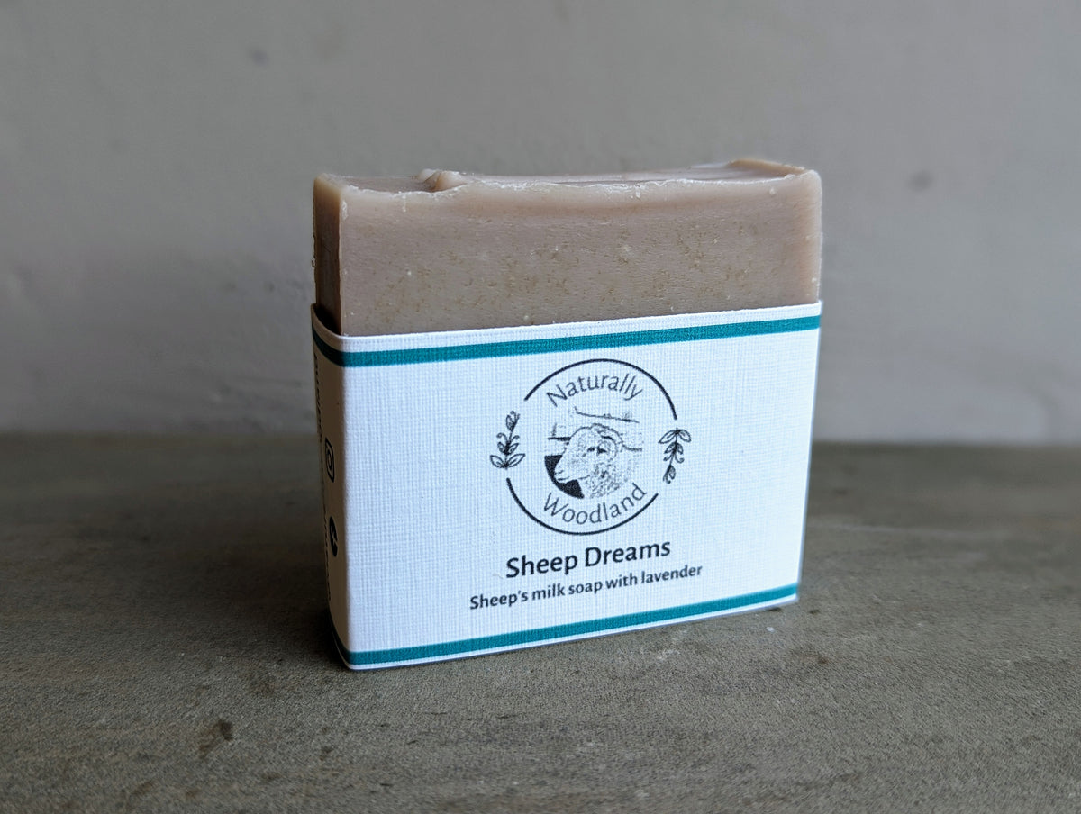Naturally Woodland Natural gentle sheep's milk soap with Whitefaced Woodland sheep milk, and lavender. Handmade in Yorkshire. Soap for sensitive skin.